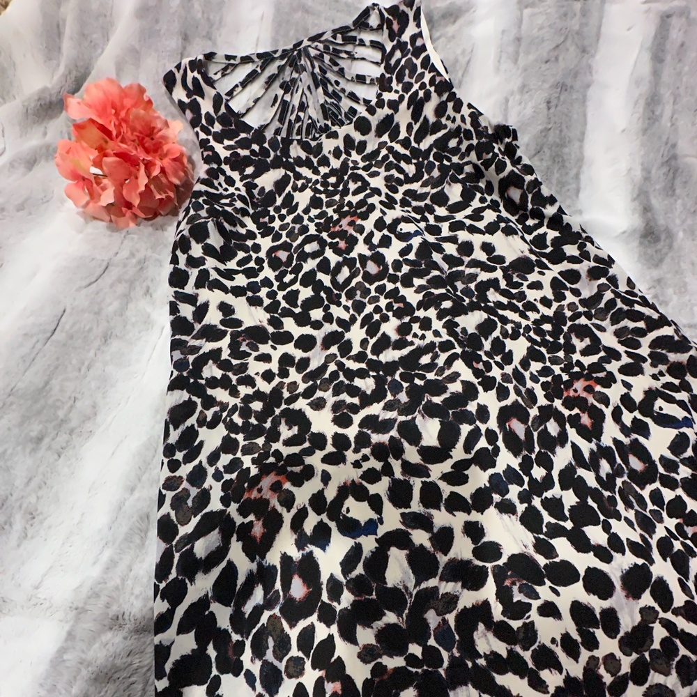 Lily Star Animal Print Dress with Strappy Back  Size Large